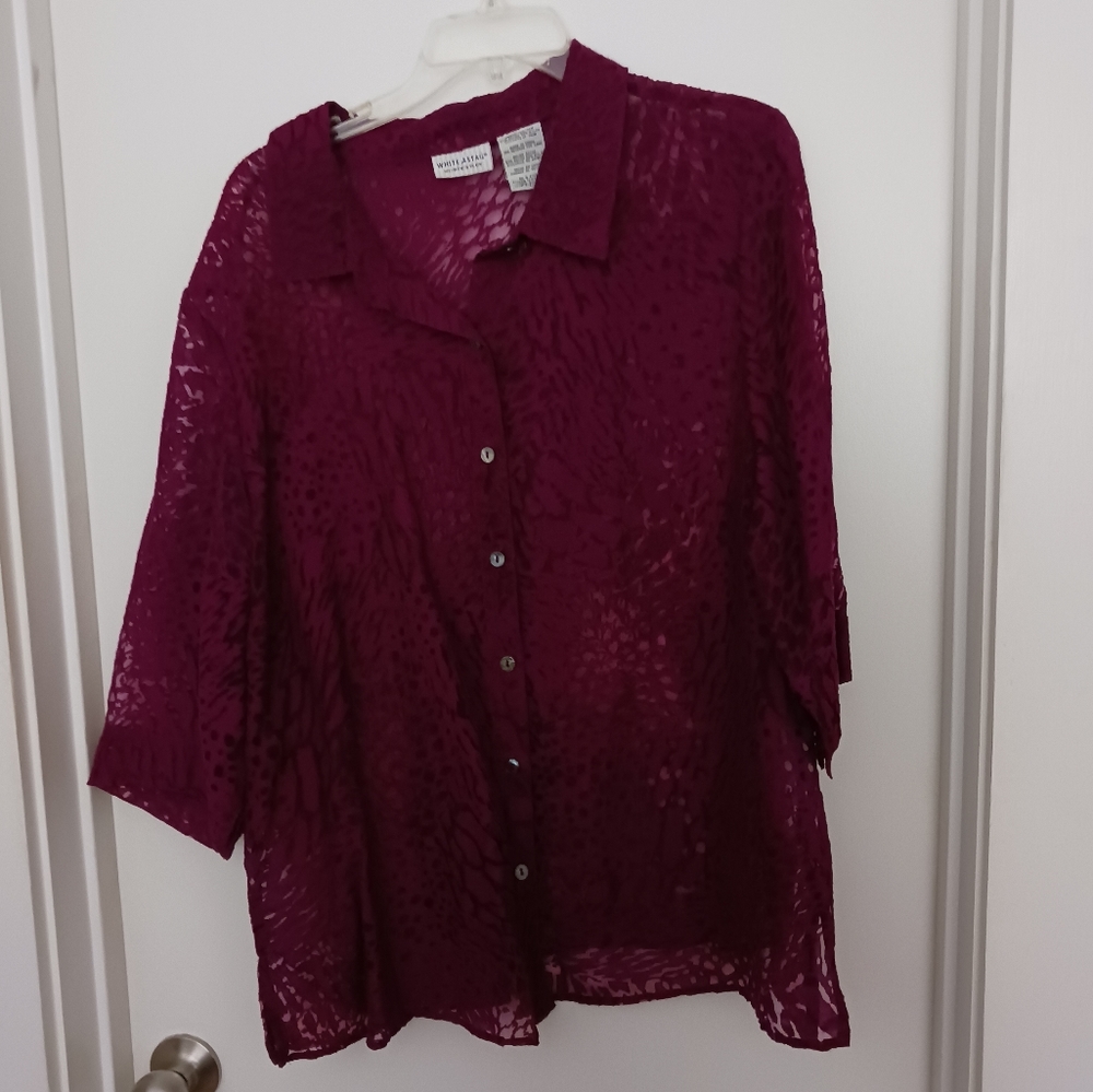 White Stag 18/20 sheer wine button down